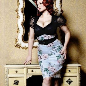 Deadly Dames Black/ blue w Pink Rose bottom dress